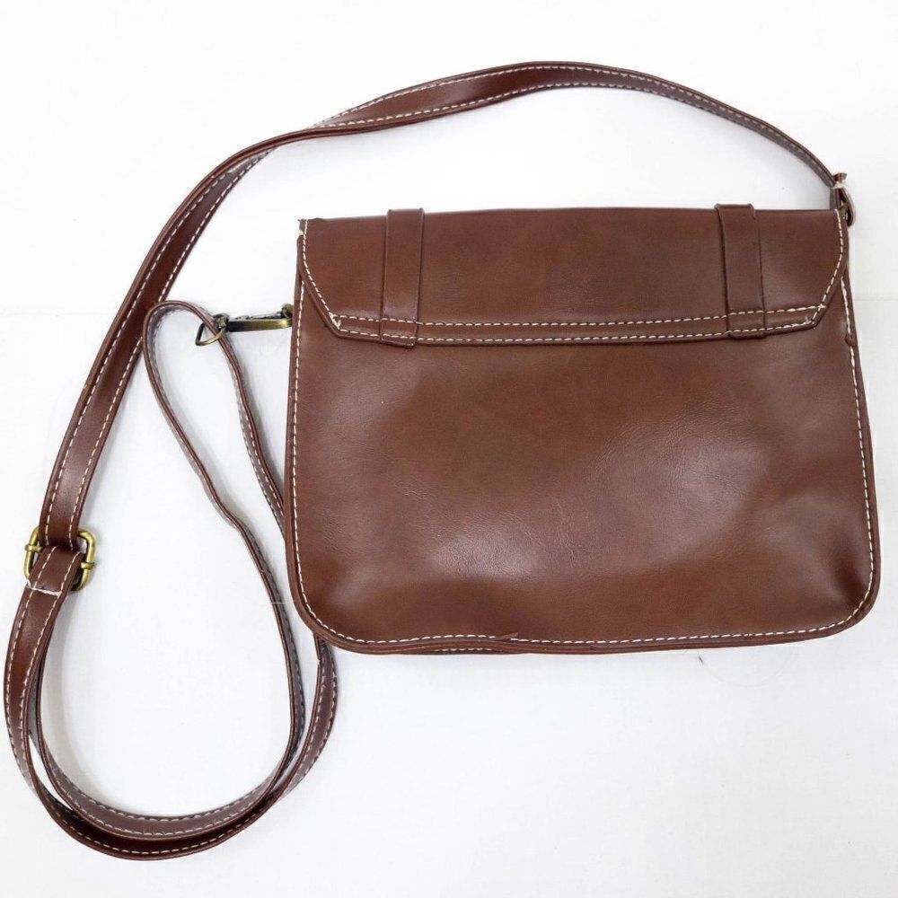 Unbranded Brown Vegan Leather Small Crossbody Bag Purse - Picture 2 of 4